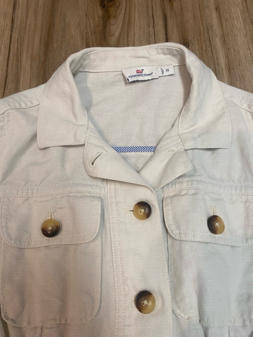 VINEYARD VINES LINEN DRAWSTRING UTILITY JACKET ZIP CREAM IVORY WOMENS SZ XSMALL - Picture 3 of 13